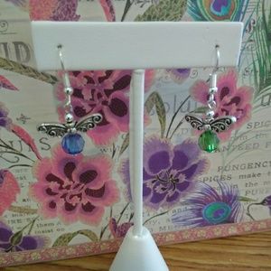 Silver Butterfly pierced earrings